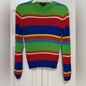 Ralph Lauren Polo Golf Womens Medium Vtg Cable Knit Multicolor 90s Y2K Sweater